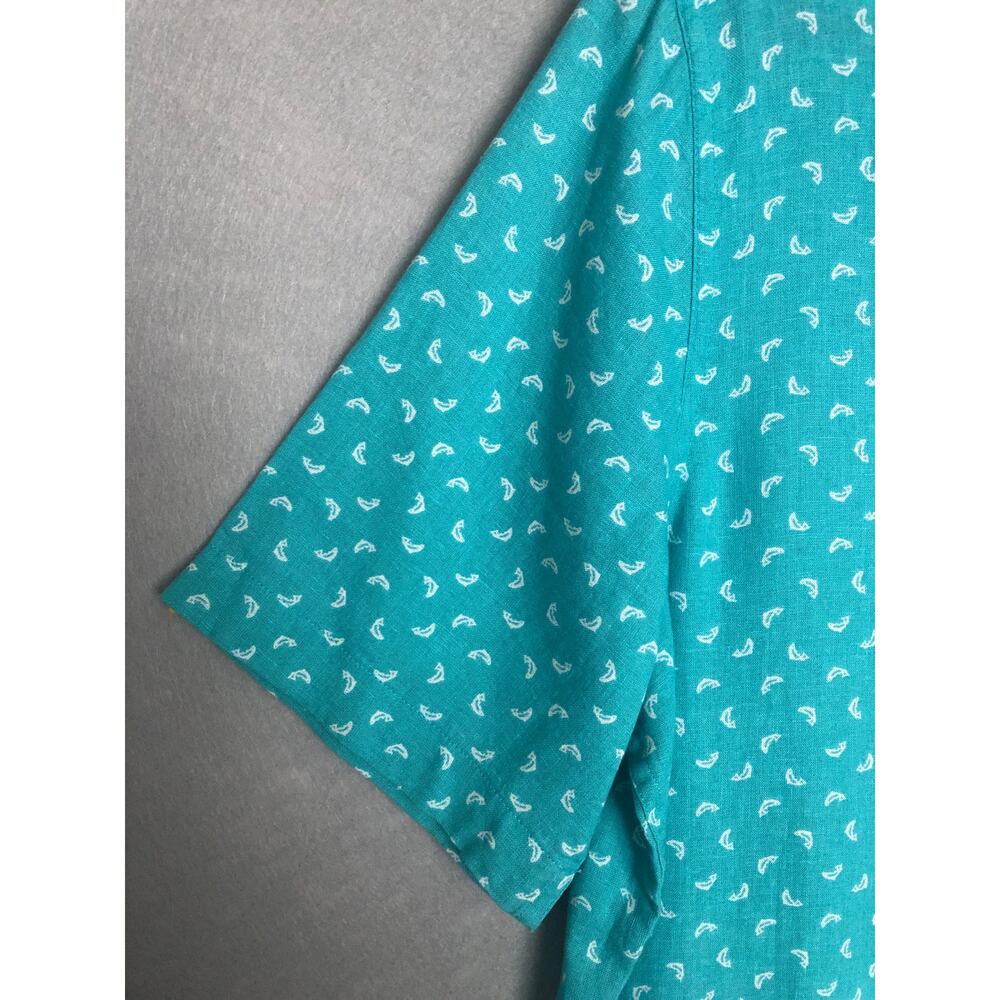 Southern Tide Sports Shirt Linen Rayon Turquoise Men's Small NEW - Picture 4 of 9